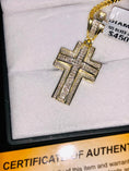 Load image into Gallery viewer, Exquisite real diamond 1/2ct double layer cross pendant hand crafted w/ natural genuine diamonds Not CZ not moissanite best gift huge sale
