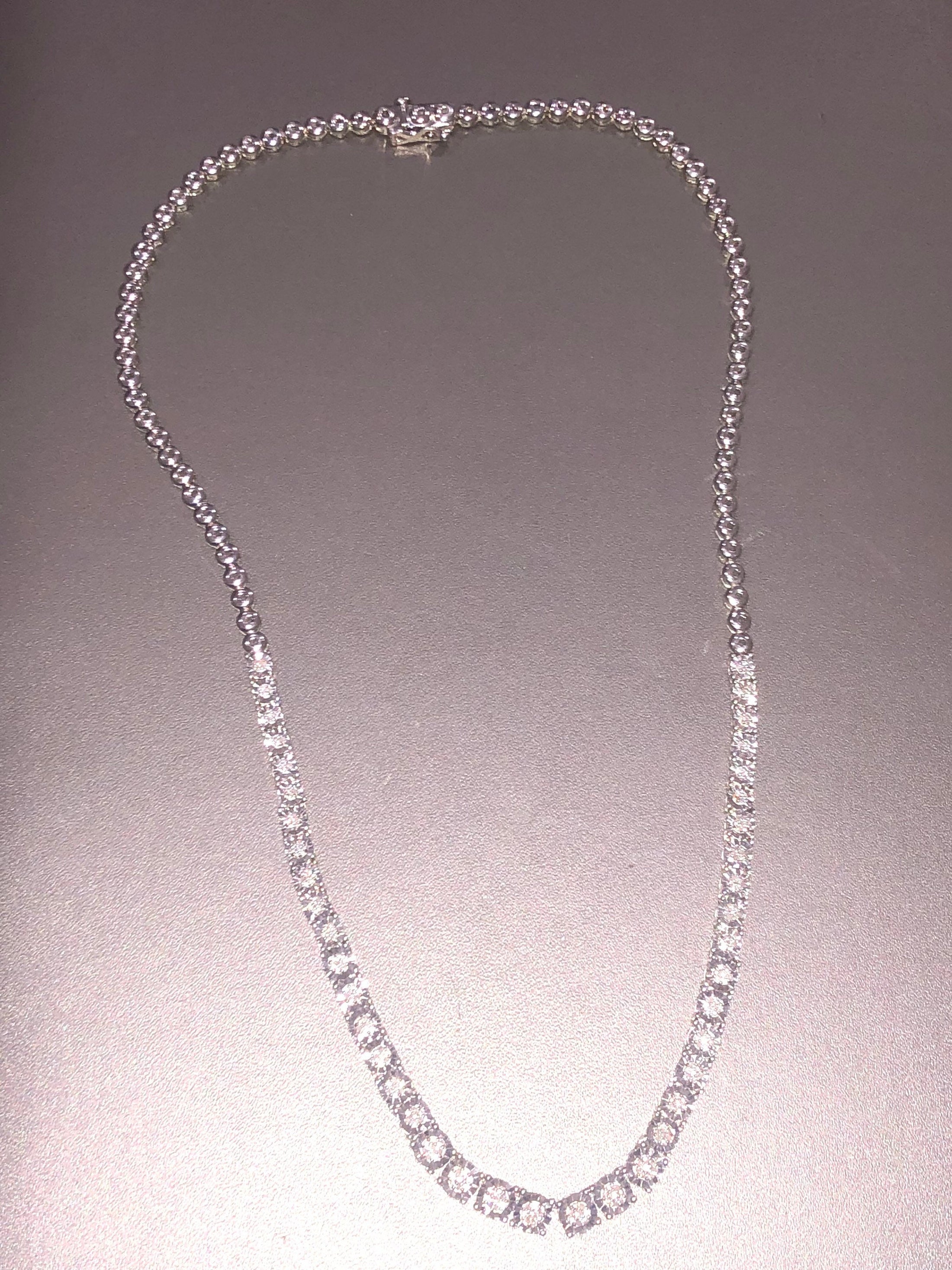 Real Diamond Tennis Chain Attract all eyes with this jaw-dropping diamond tennis necklace white gold vermeil best gift holiday