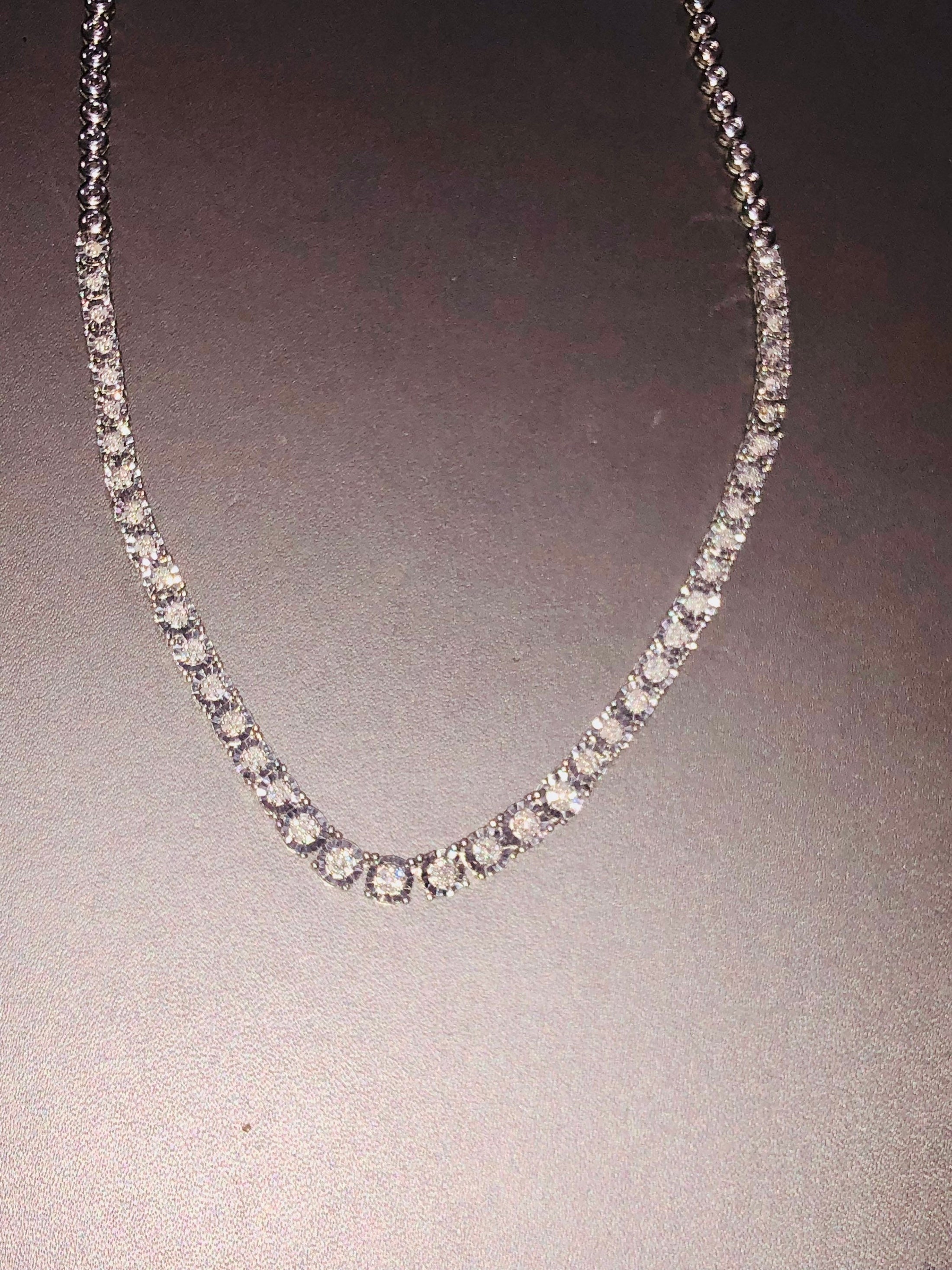 Real Diamond Tennis Chain Attract all eyes with this jaw-dropping diamond tennis necklace white gold vermeil best gift holiday