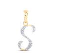 Load image into Gallery viewer, 10k Solid Gold Diamond S Initial Pendant - Real Diamond Cursive Font | All Letters Avail | Appraisal Incl - Christmas Birthday Gifts for Her
