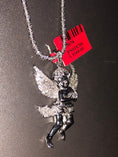 Load image into Gallery viewer, Real diamond pendant beautiful angel custom made w/ genuine natural SI diamonds .53cttw w/ stunning sparkle chain best gift ever huge sale!
