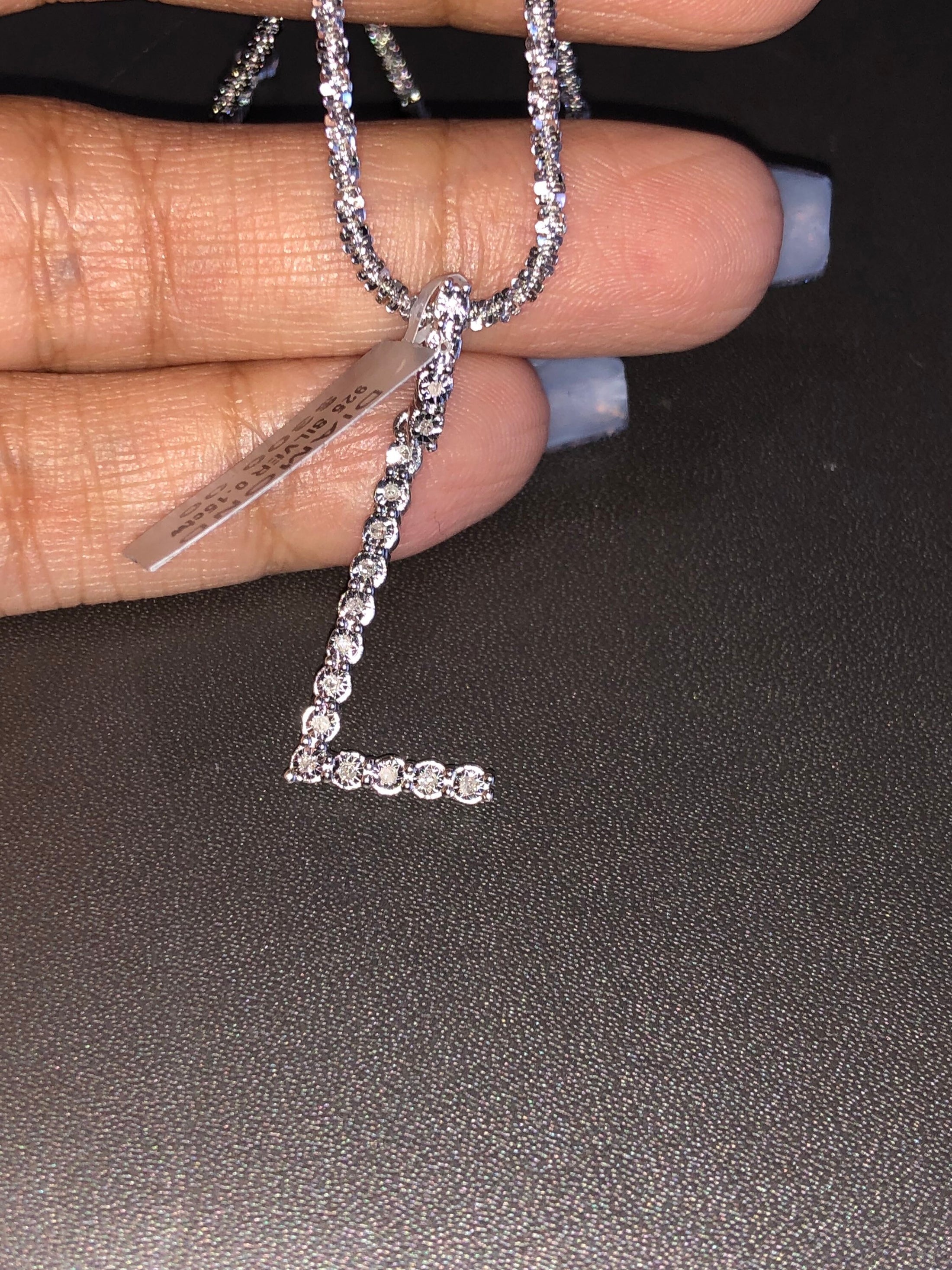 L initial Real Diamond letter pendant charm w/ Turkish sparkle chain not CZ not moissanite not lab made beautiful gift monogram initials