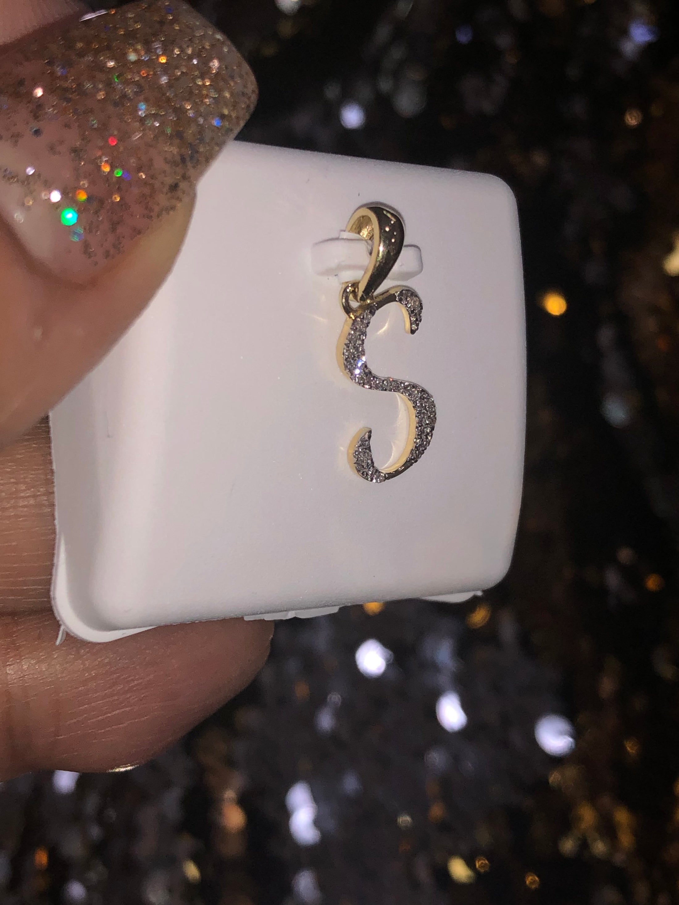 10k Solid Gold Diamond S Initial Pendant - Real Diamond Cursive Font | All Letters Avail | Appraisal Incl - Christmas Birthday Gifts for Her