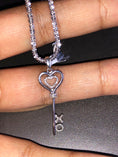 Load image into Gallery viewer, Real diamond XO key heart pendant charm with beautiful Turkish diamond cut sparkle chain free led gift box ready to gift For all occasions
