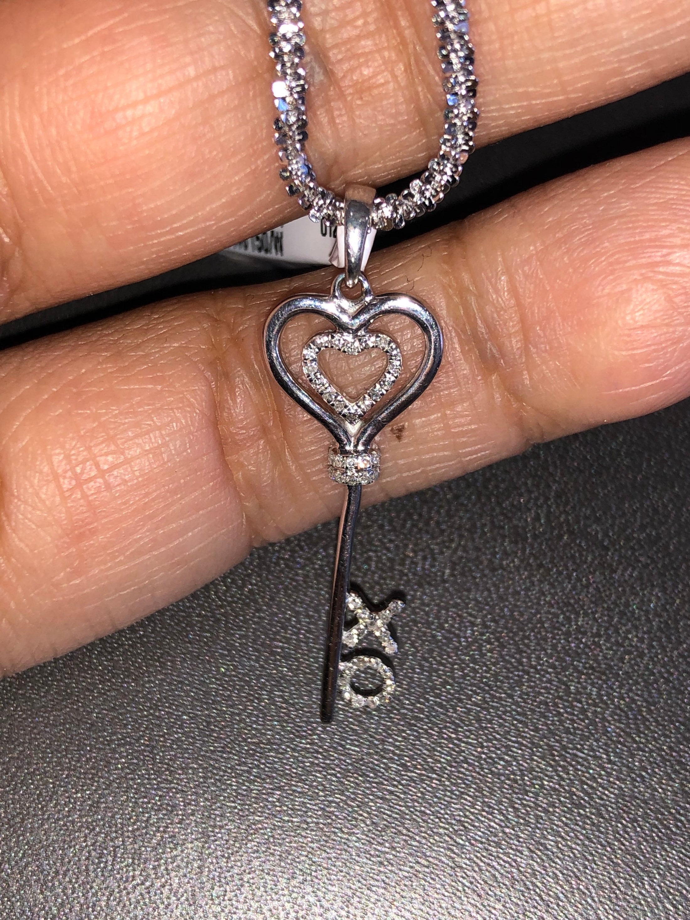 Real diamond XO key heart pendant charm with beautiful Turkish diamond cut sparkle chain free led gift box ready to gift For all occasions