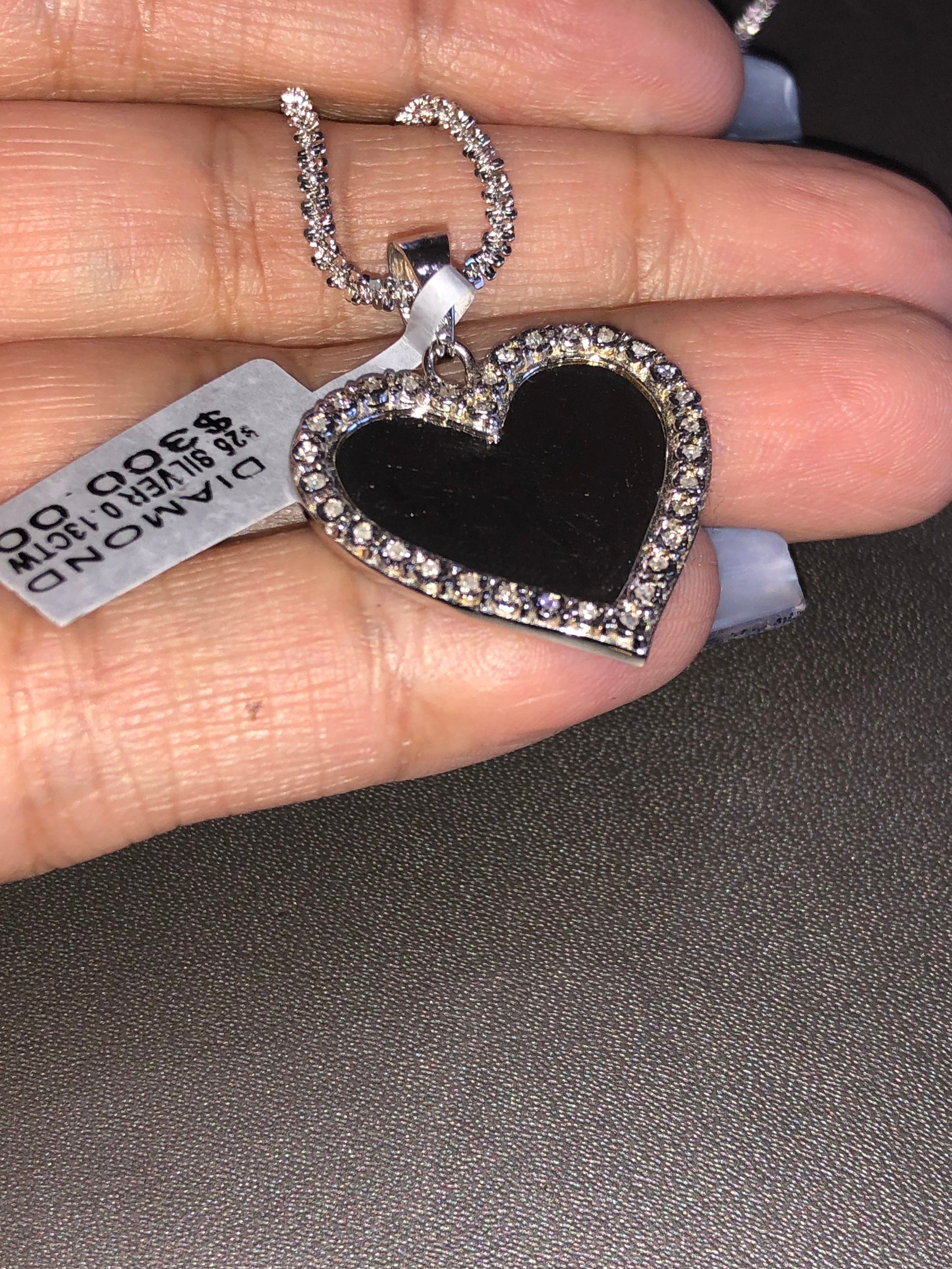 Genuine diamond heart memory picture pendant charm w/ stunning sparkle Turkish chain custom made memorial picture pendant not fake not CZ