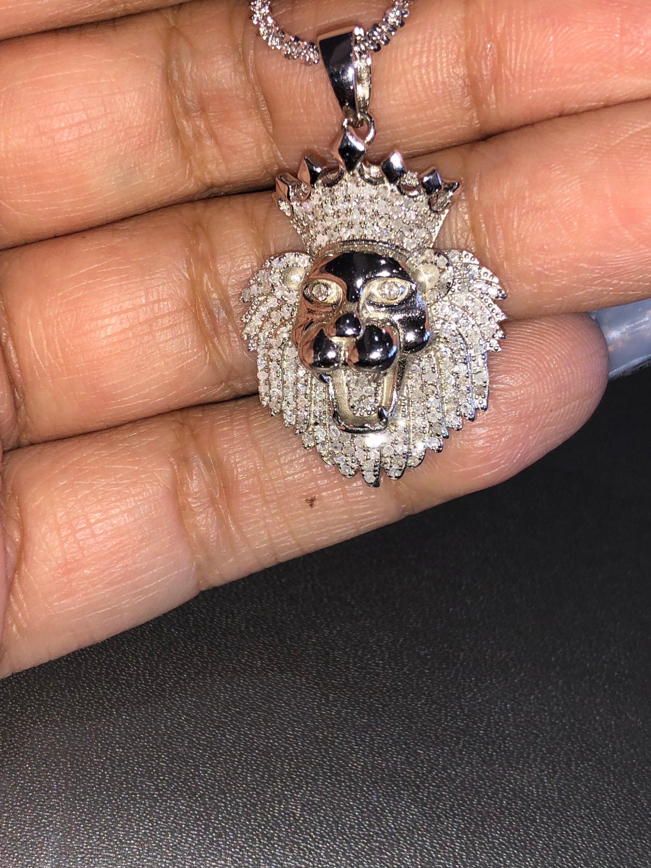 Genuine real diamond lion king pendant not CZ not lab made not moissanite not simulated! 100% real natural diamonds best gift unbeatable!