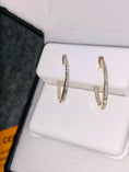 Cargar la imagen en la vista de la galería, Diamond Hoop Earrings | 10k Gold Vermeil | Iced Out Hoops | Bling | For Her | For Him | Christmas Gift
