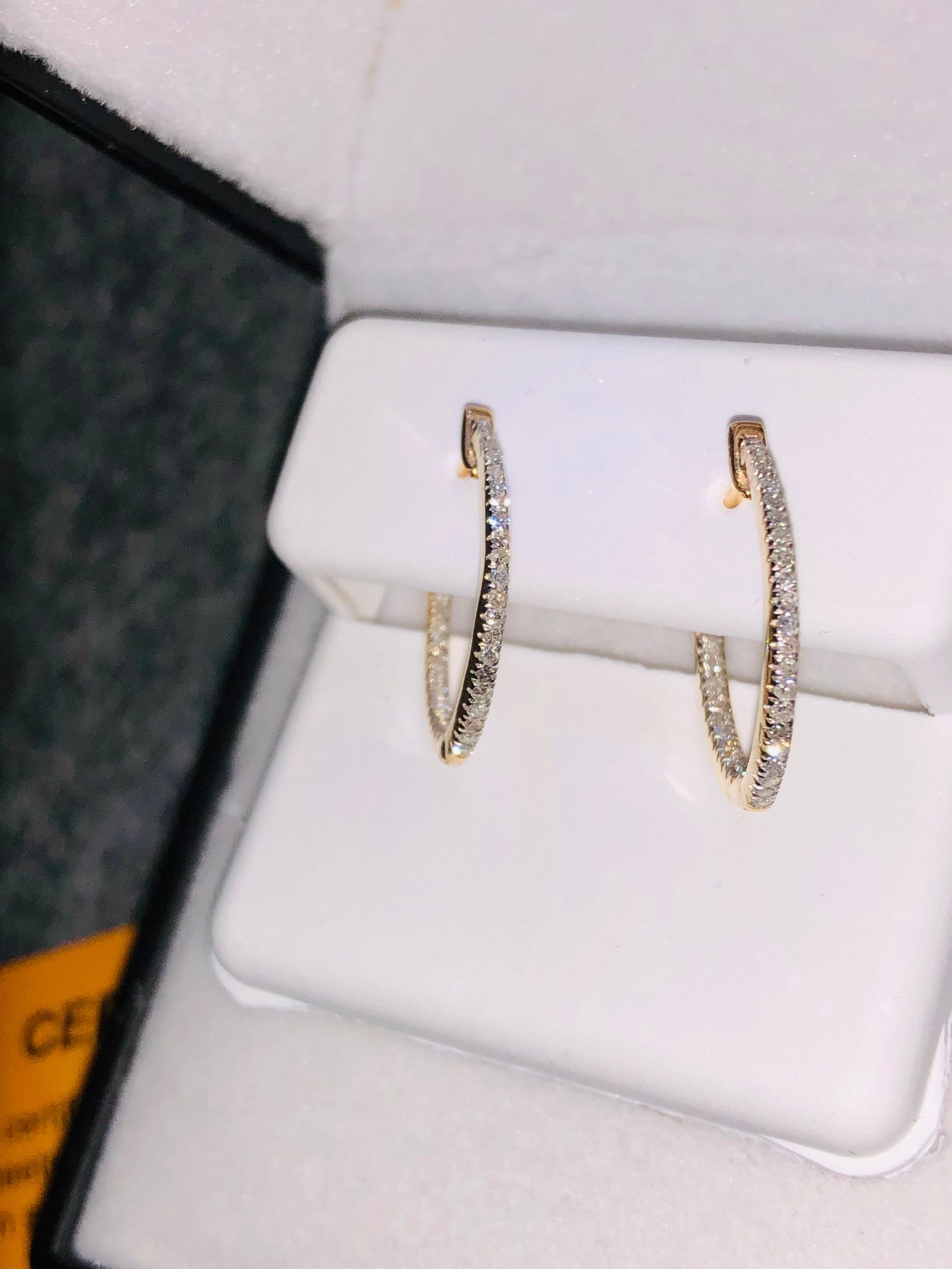 Diamond Hoop Earrings | 10k Gold Vermeil | Iced Out Hoops | Bling | For Her | For Him | Christmas Gift