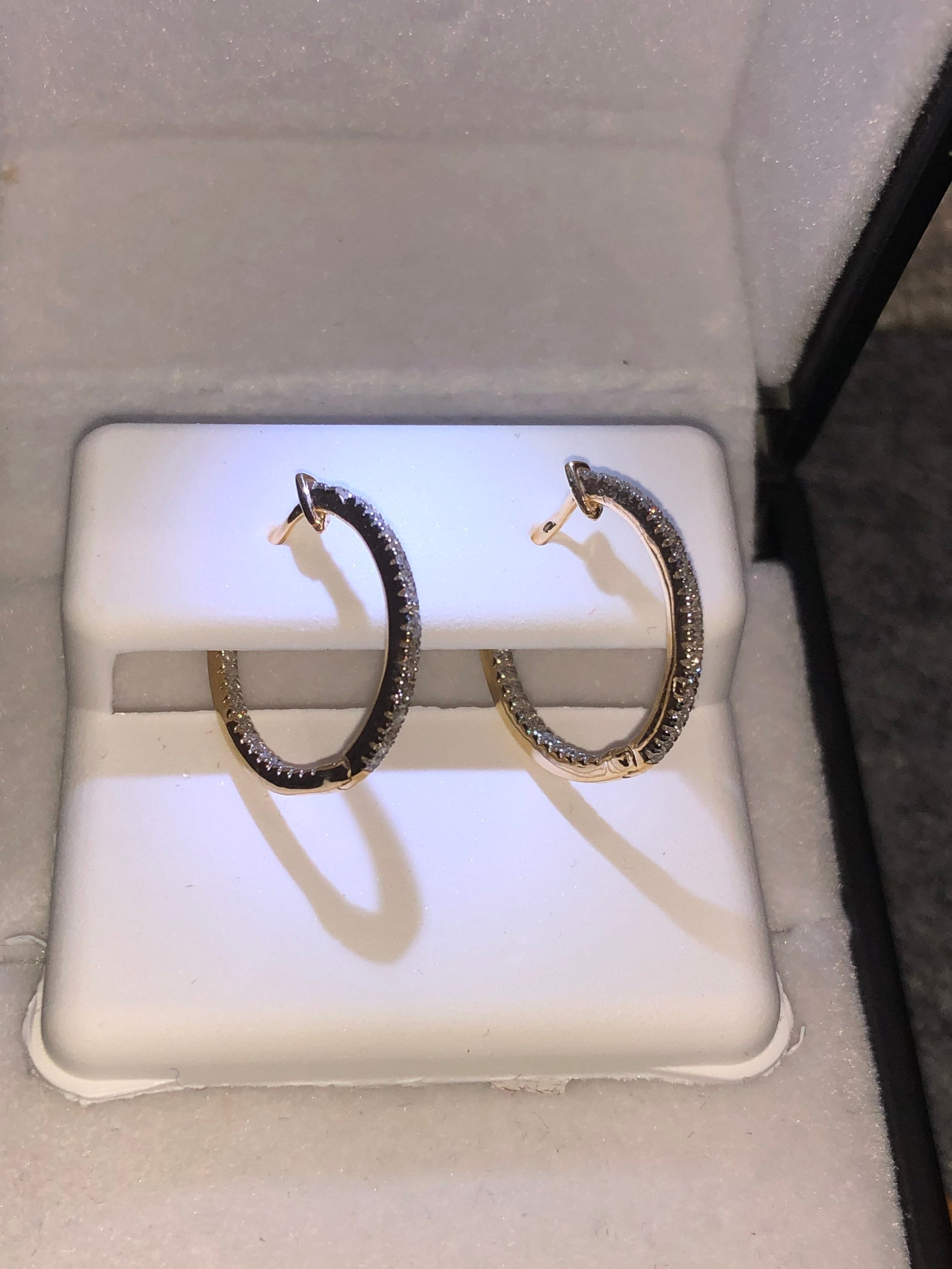 Diamond Hoop Earrings | 10k Gold Vermeil | Iced Out Hoops | Bling | For Her | For Him | Christmas Gift