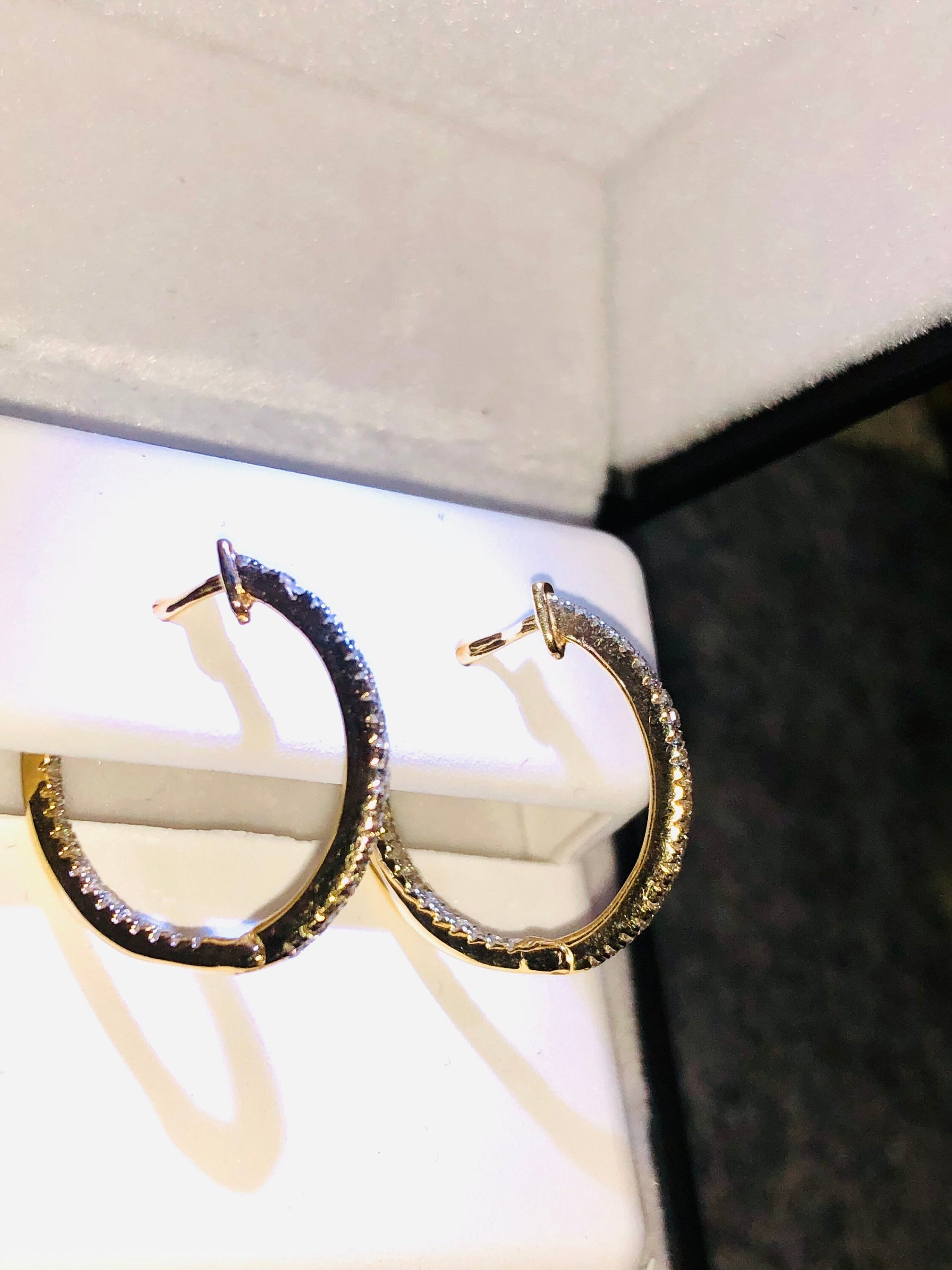 Diamond Hoop Earrings | 10k Gold Vermeil | Iced Out Hoops | Bling | For Her | For Him | Christmas Gift