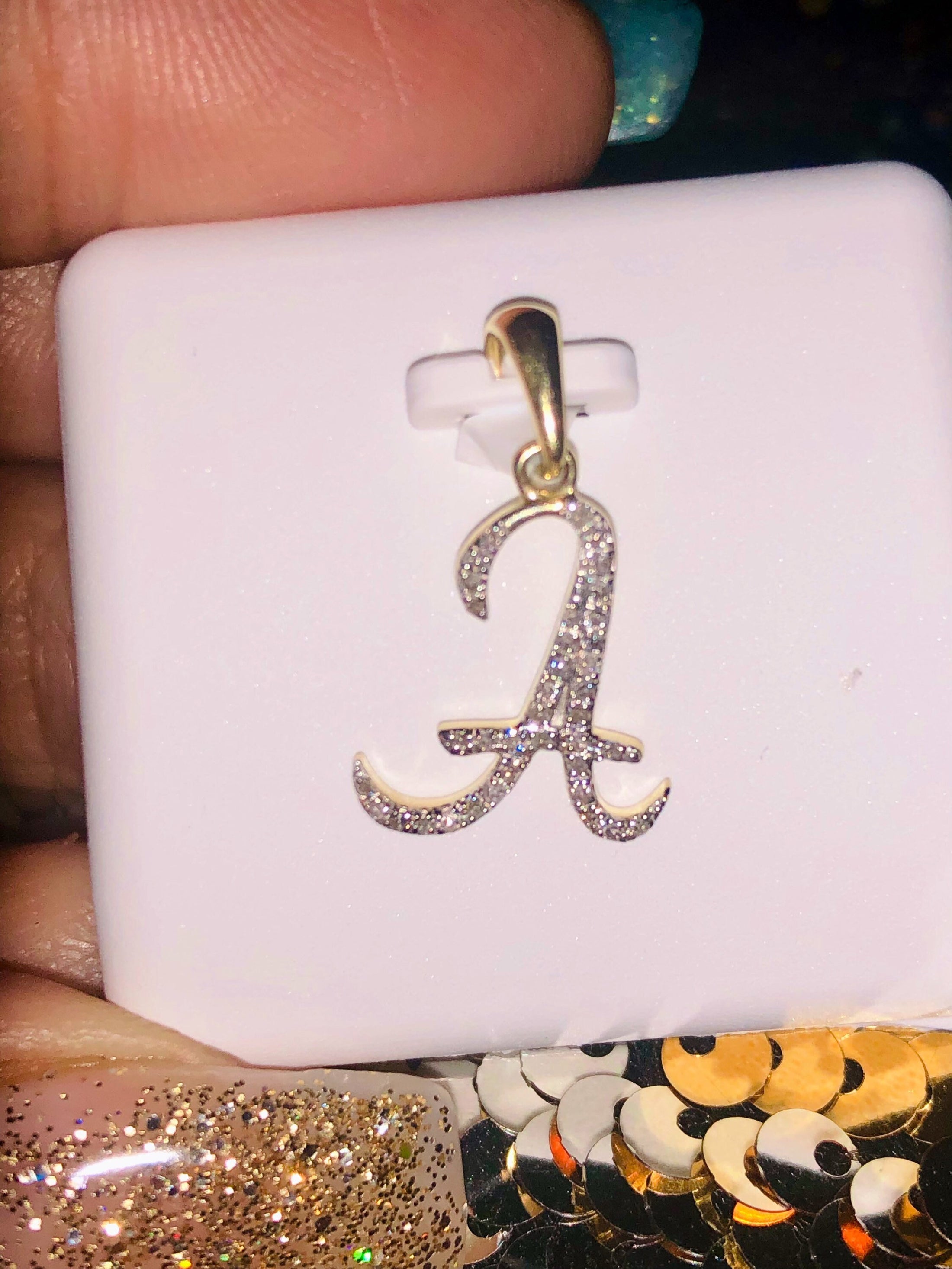 A Initial | 10k Gold | Diamond Letter | Initial Pendant | SI Diamond | For Her | For Him | Christmas Gift, Personalized diamond Gold initial