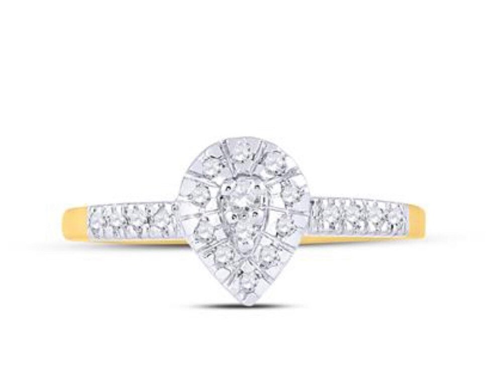 10k solid real gold real Diamond promise engagement wedding bridal anniversary birthday gift ring for women not plated not CZ free appraisal