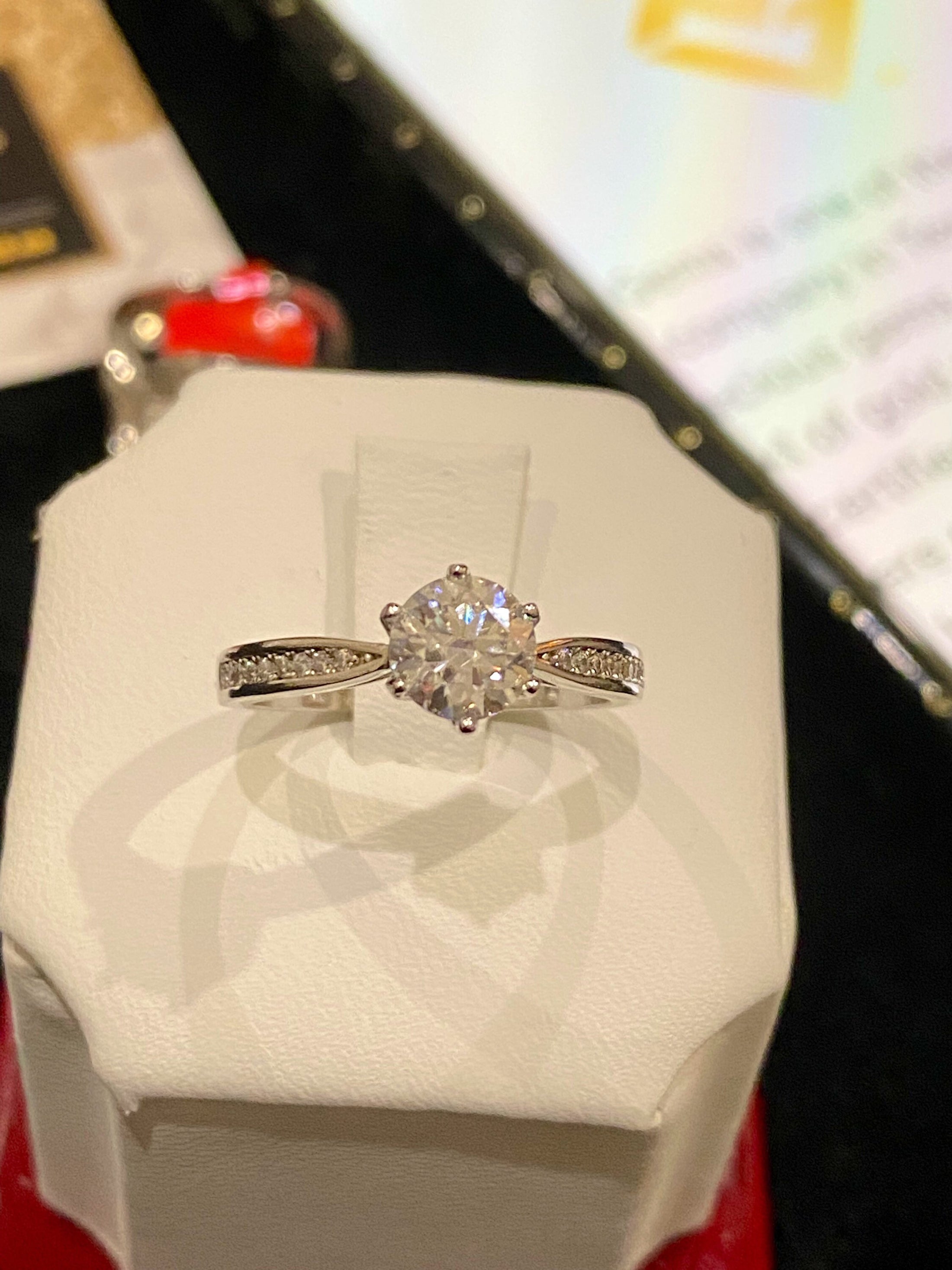 GRA 1ct Certified Diamond wedding solitaire engagement promise ring 100% pass diamond tester 18k white gold vermeil original doc included