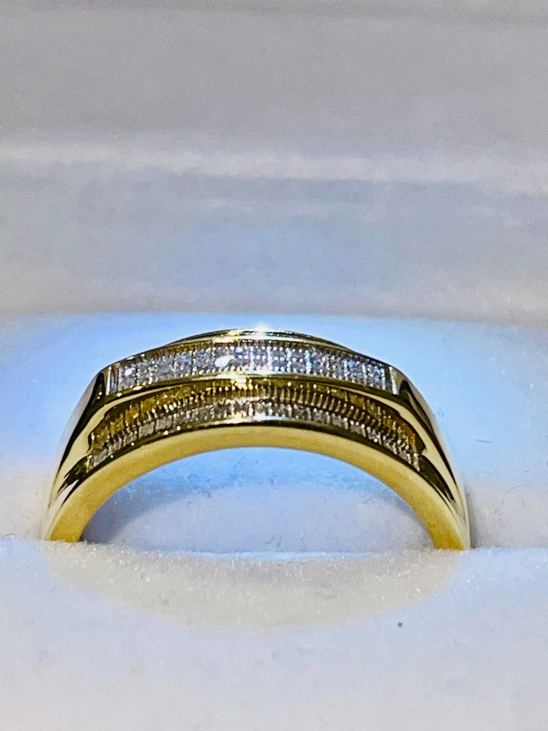 Diamond Rings For Men | 10k Gold Vermeil | Elegant Engagement Ring For Men| Real Diamond Rings | For Her | For Him | Christmas Gift Wedding