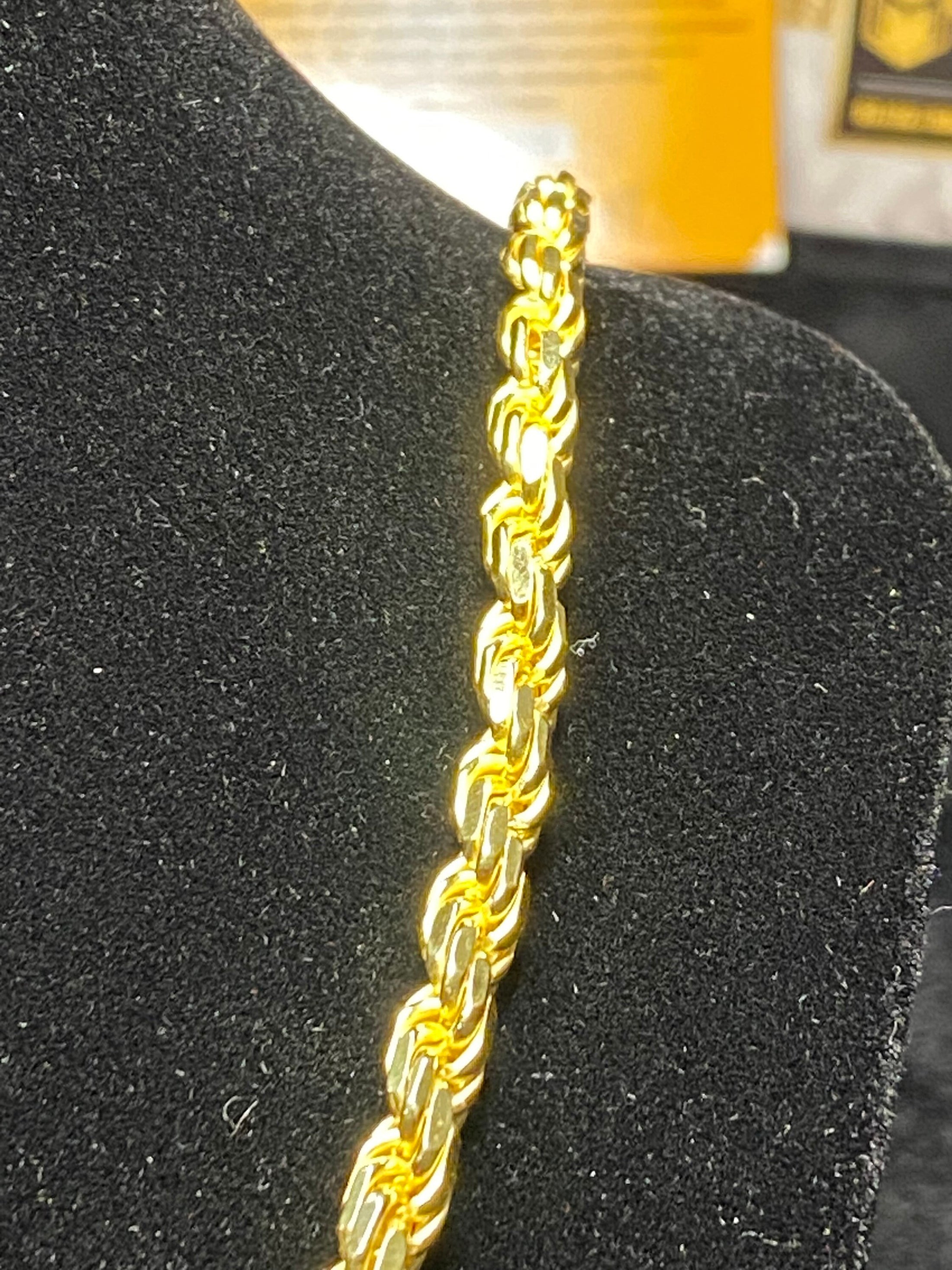 5mm 10k Gold Vermeil diamond cut men heavy rope chain on Italian 925 no fade bestselling limited edition thick chain gift for men no fade!