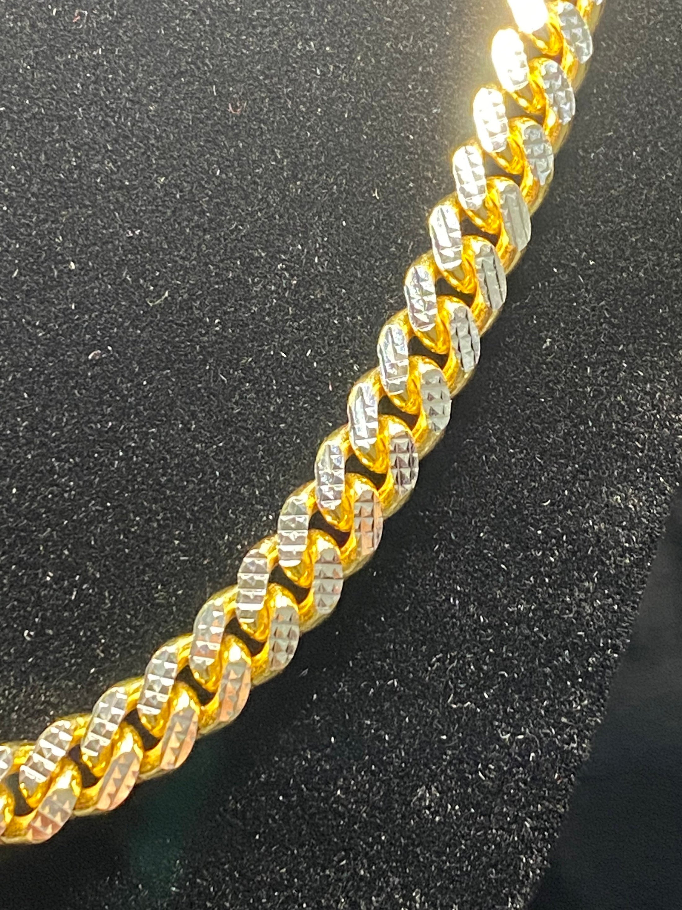 Stunning iced Cuban Link chain- bracelet set bestselling gift for men diamond cut stylish 10k gold vermeil mo fade gift for birthday Sale!