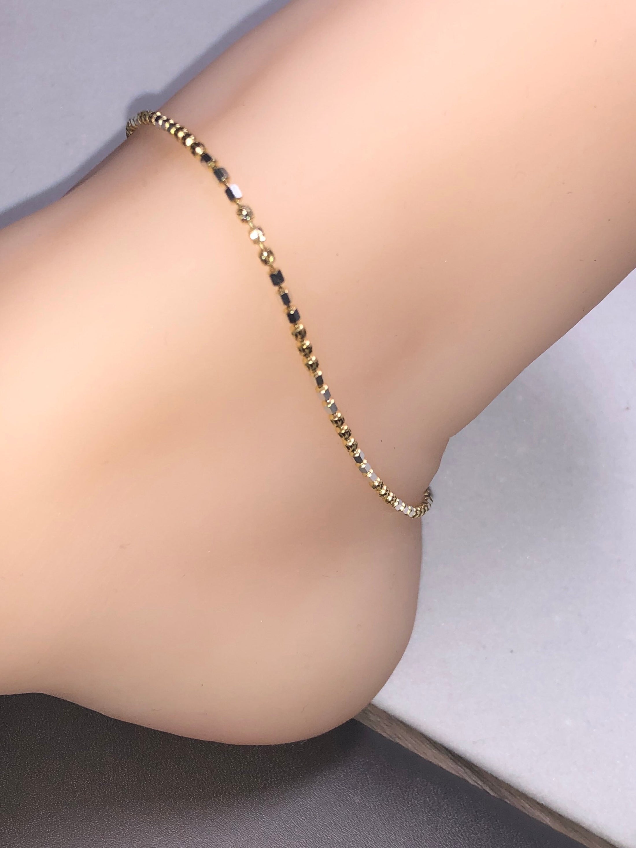14k gold vermeil two tone diamond cut stunning anklet one of our bestselling most loved by women best gift for women free gift box free ship