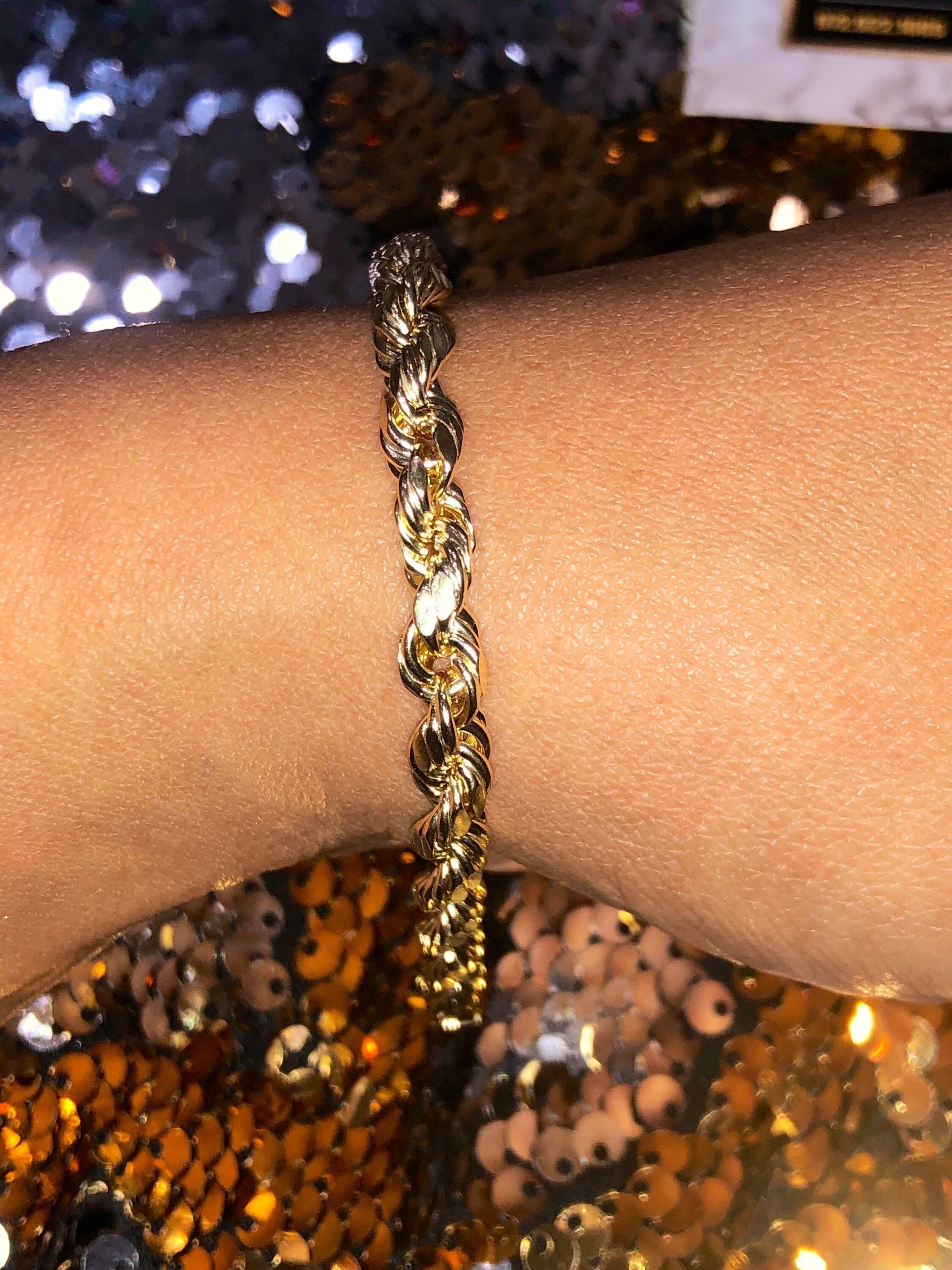 Diamond Cut Rope Bracelet | 10k Gold | 5.1mm | Bracelet | Rope | For Her | For Him | Christmas Gift