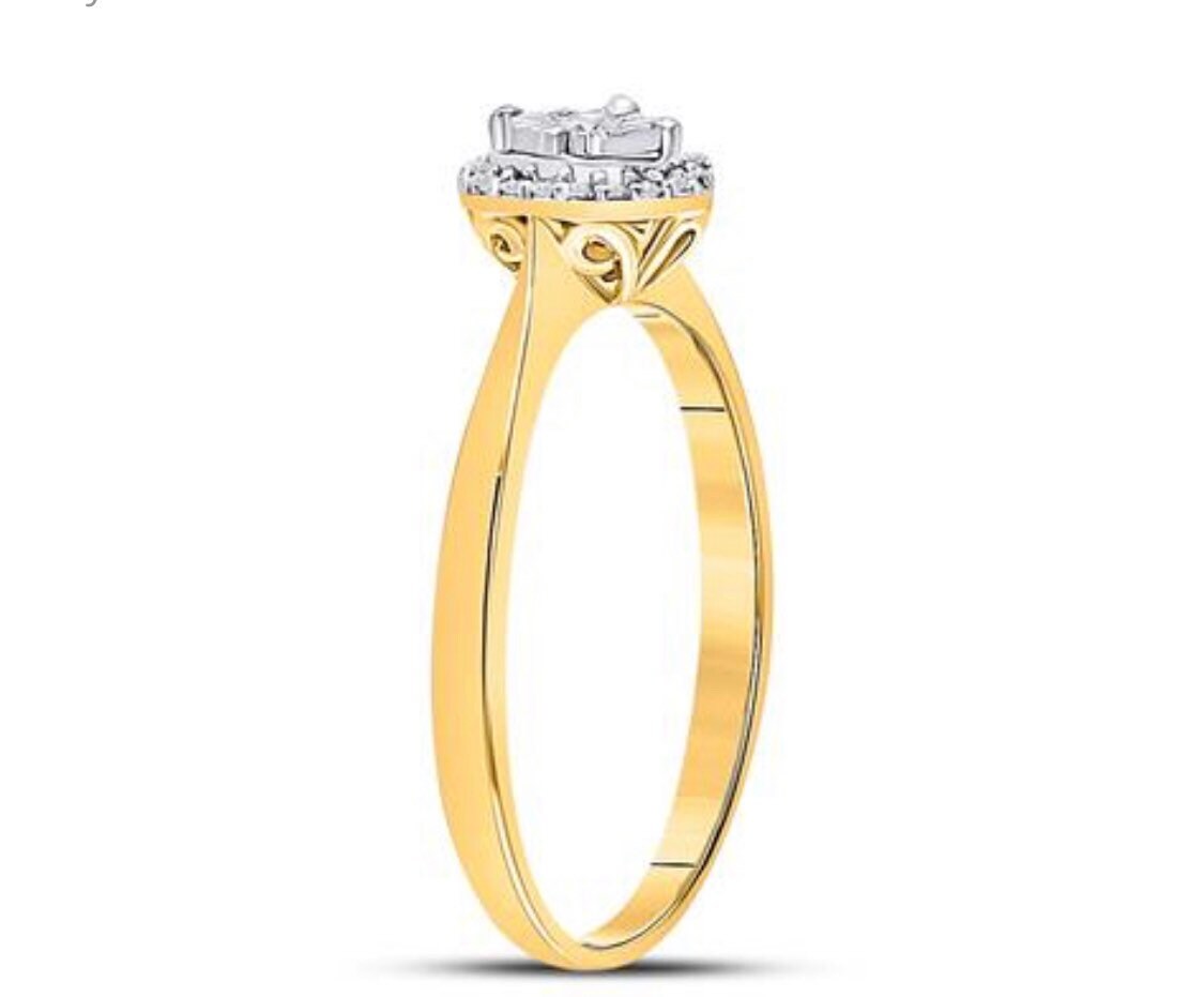 10k Solid Gold Genuine Real Diamond Engagement Promise Bridal Ring for women, NOT plated, Not CZ, free appraisal, Free ship, Gift wrapped