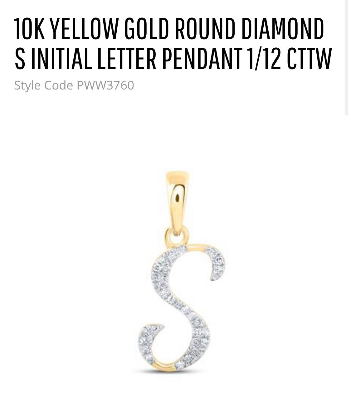 10k Solid Gold, genuine diamond initial, pendant, “S” initial letter, Monogram, real diamond, real gold, All initials available. Best gift.