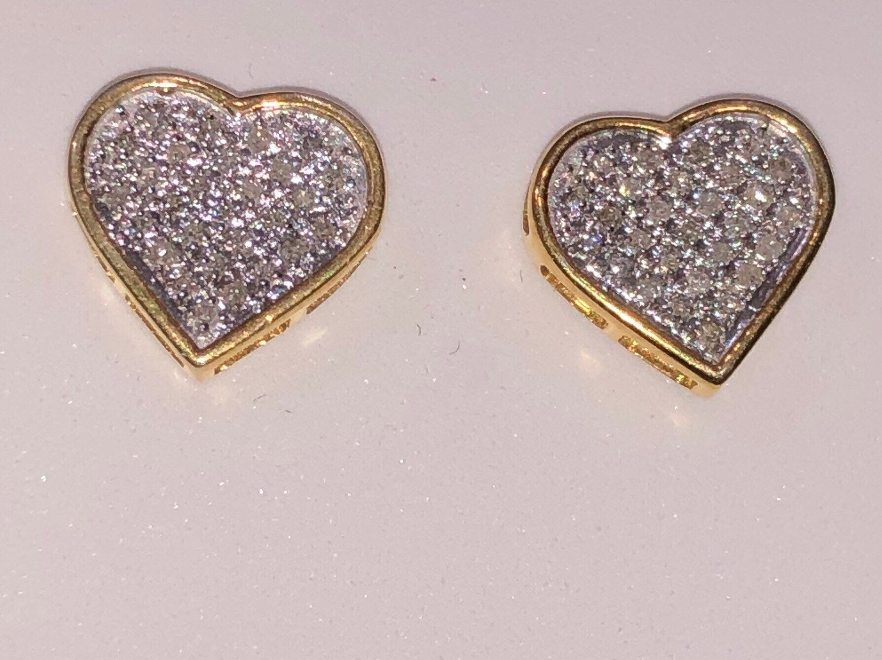 Real Diamond Heart Earrings. Perfect gift 1/6cttw real natural diamonds, Gift for her, Anniversary Birthday present, Christmas Gift for girl