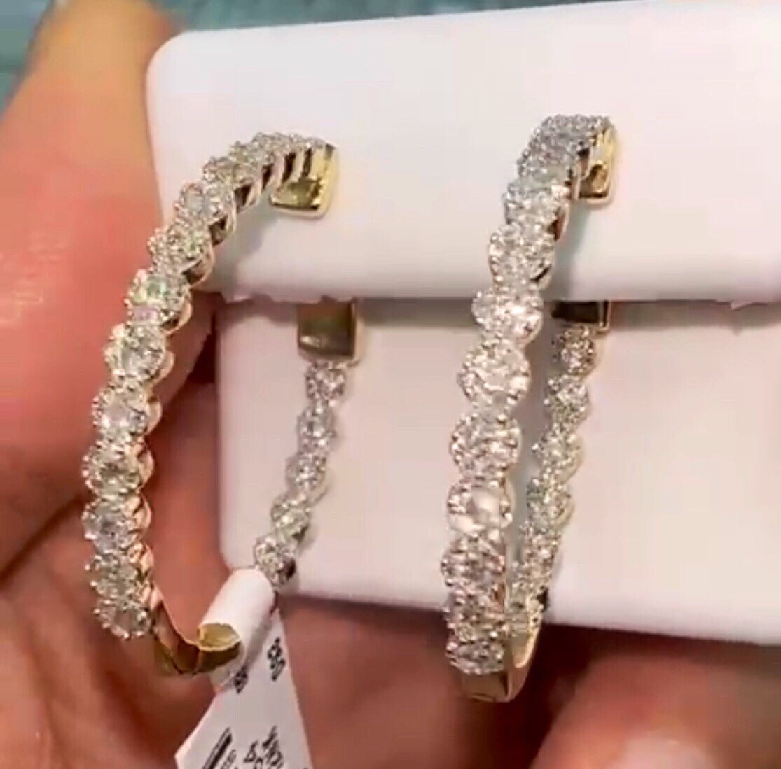 10k solid gold real diamond hoop earrings stunning genuine diamond Huggie earrings free appraisal real gold real diamond best gift for women
