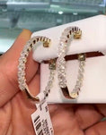 Cargar la imagen en la vista de la galería, 10k solid gold real diamond hoop earrings stunning genuine diamond Huggie earrings free appraisal real gold real diamond best gift for women
