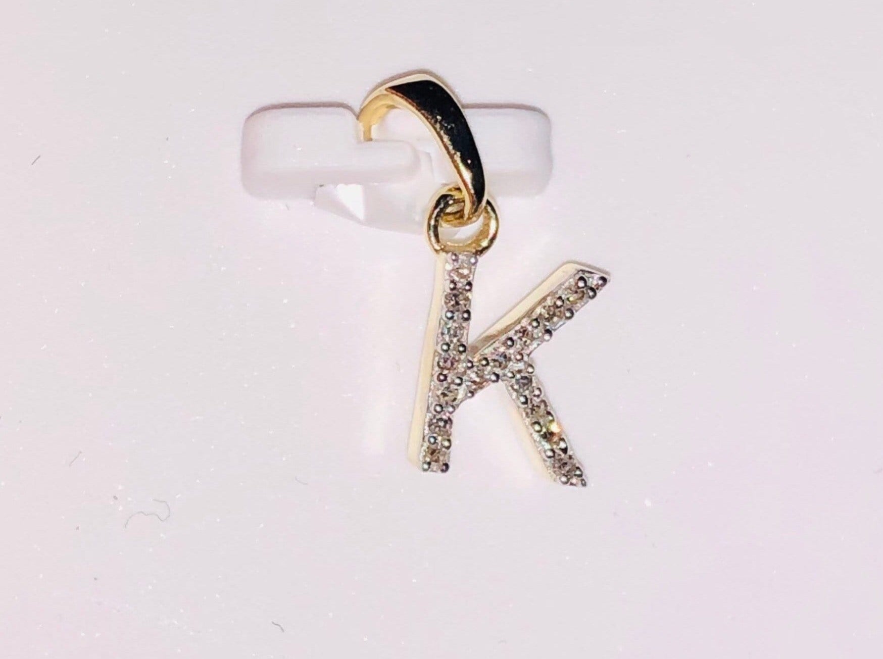 10k Solid Gold | Diamond initial pendant | Letter initial charm | K Personalized Initial | Birthday Gift | Christmas Gift