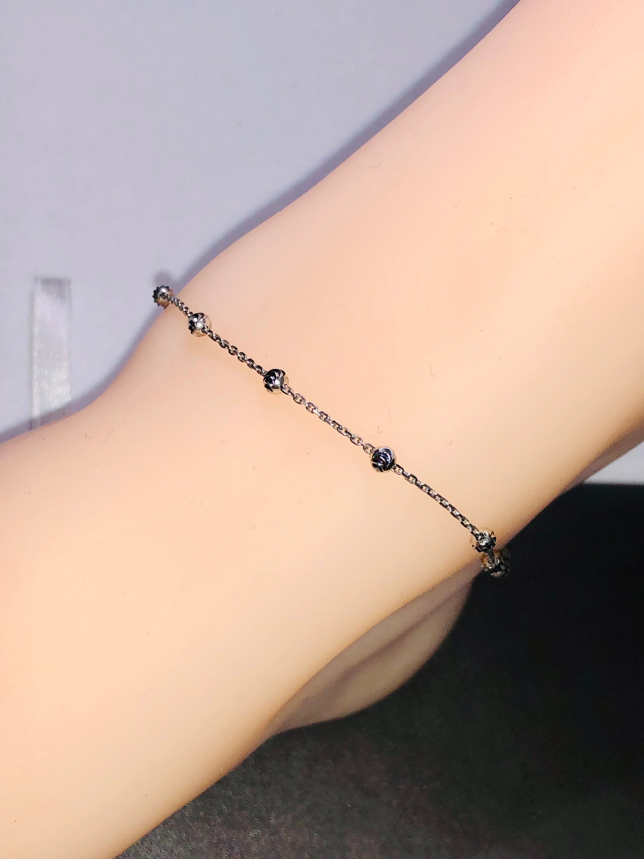 10k white gold vermeil beaded anklet for women diamond cut look perfect for everyday wear best gift for women huge sale holiday gift