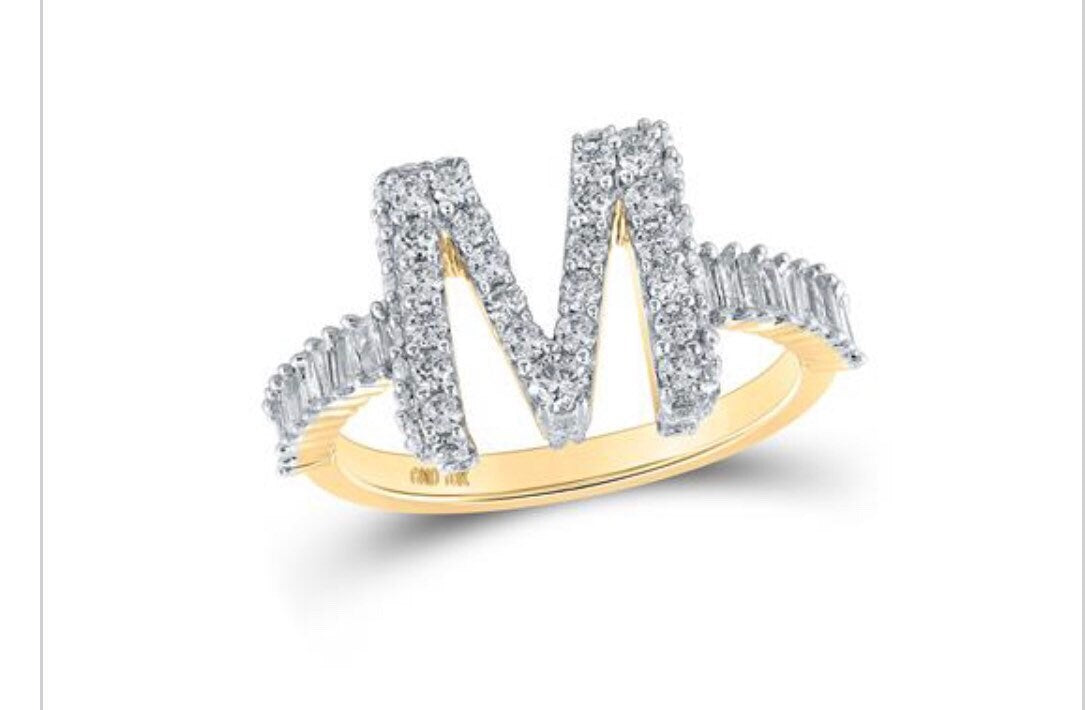10k Solid Gold Real Diamond A initial ring, real diamond, real gold, Not CZ Not Plated, free appraisal, for men or women, Monogram, Diamond