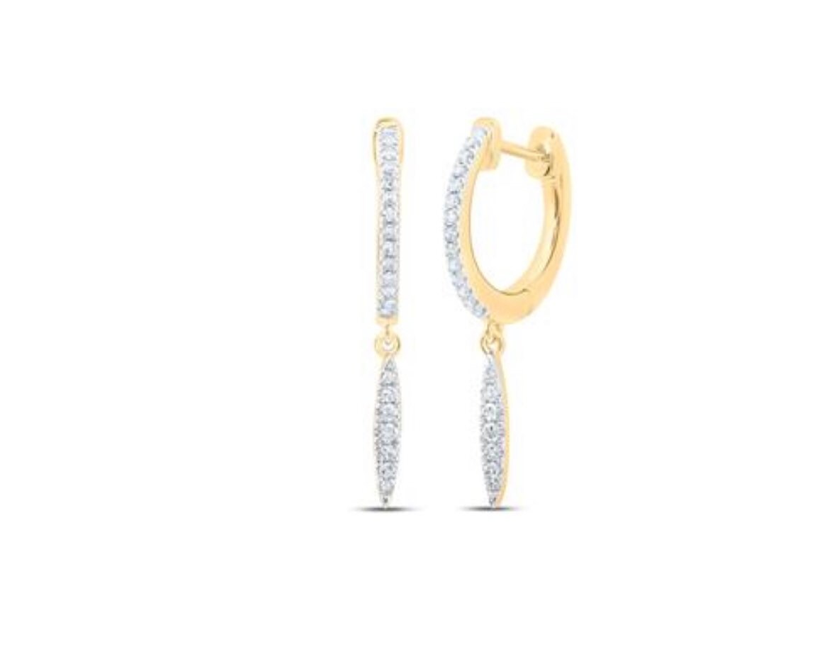 Dangle Hoop Earrings | 10k Gold | Diamond | Hoop Earrings | SI Diamond | For Her | For Him | Christmas Gift