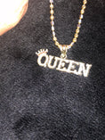 Load image into Gallery viewer, 10k solid gold “Queen” pendant, gift for women, anniversary gift, gift for mom, birthday present, 100% real gold NOT plated Not fake. Sale!
