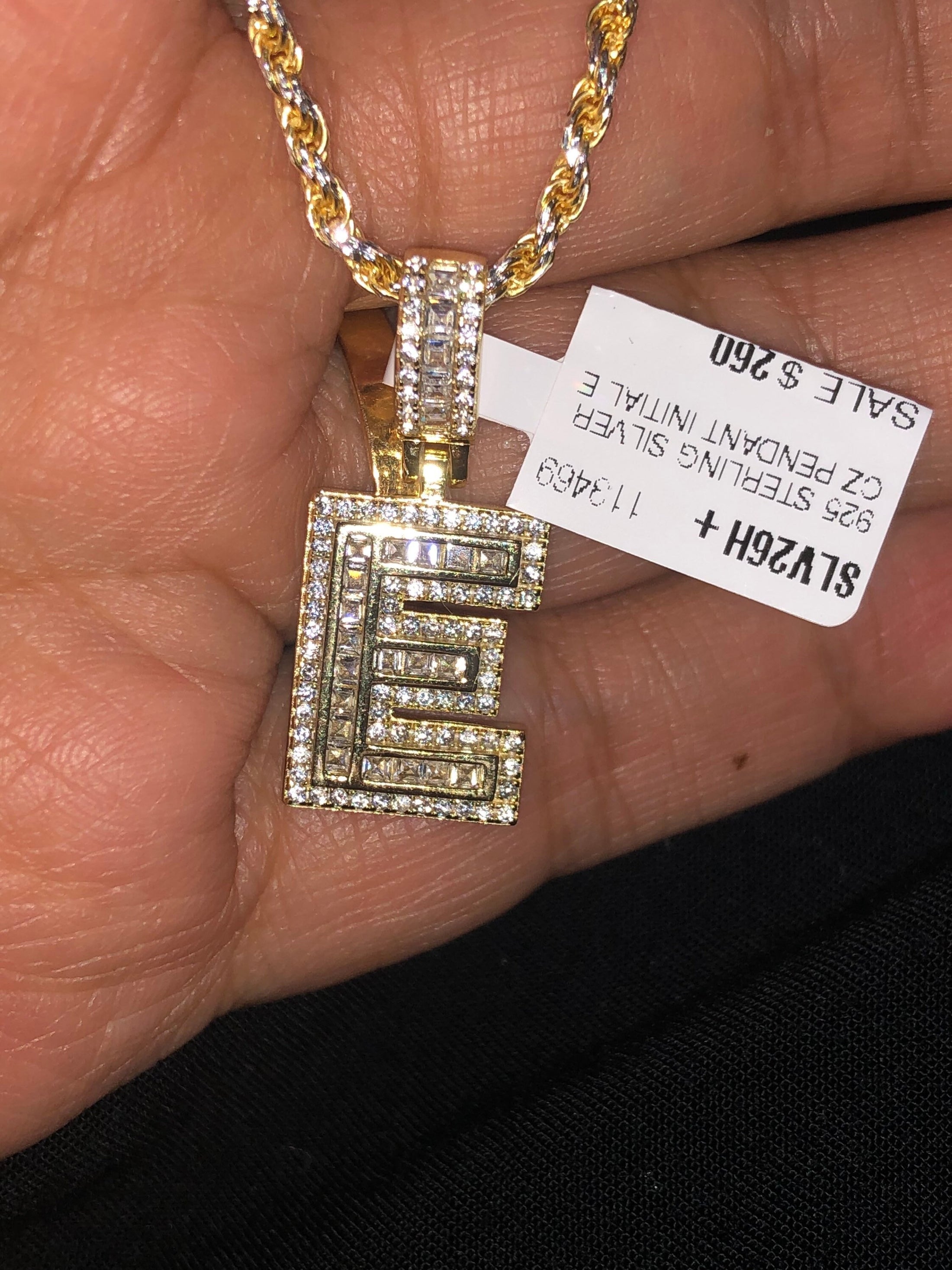E initial | 10k Gold Vermeil | Initial Chain | Swarovski Crystal pendant | Monogram Name Necklace | VVS clarity | Christmas Gift