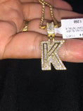 Cargar la imagen en la vista de la galería, K initial | 10k Gold Vermeil | Swarovski Crystal pendant | Monogram Name Necklace | VVS clarity | For Her | For Him | Christmas Gift
