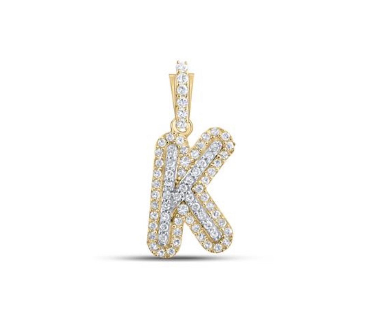 10k Solid Gold | Diamond initial pendant |K Letter initial charm | K Personalized Initial Monogram Gift | Birthday Gift | Anniversary gift