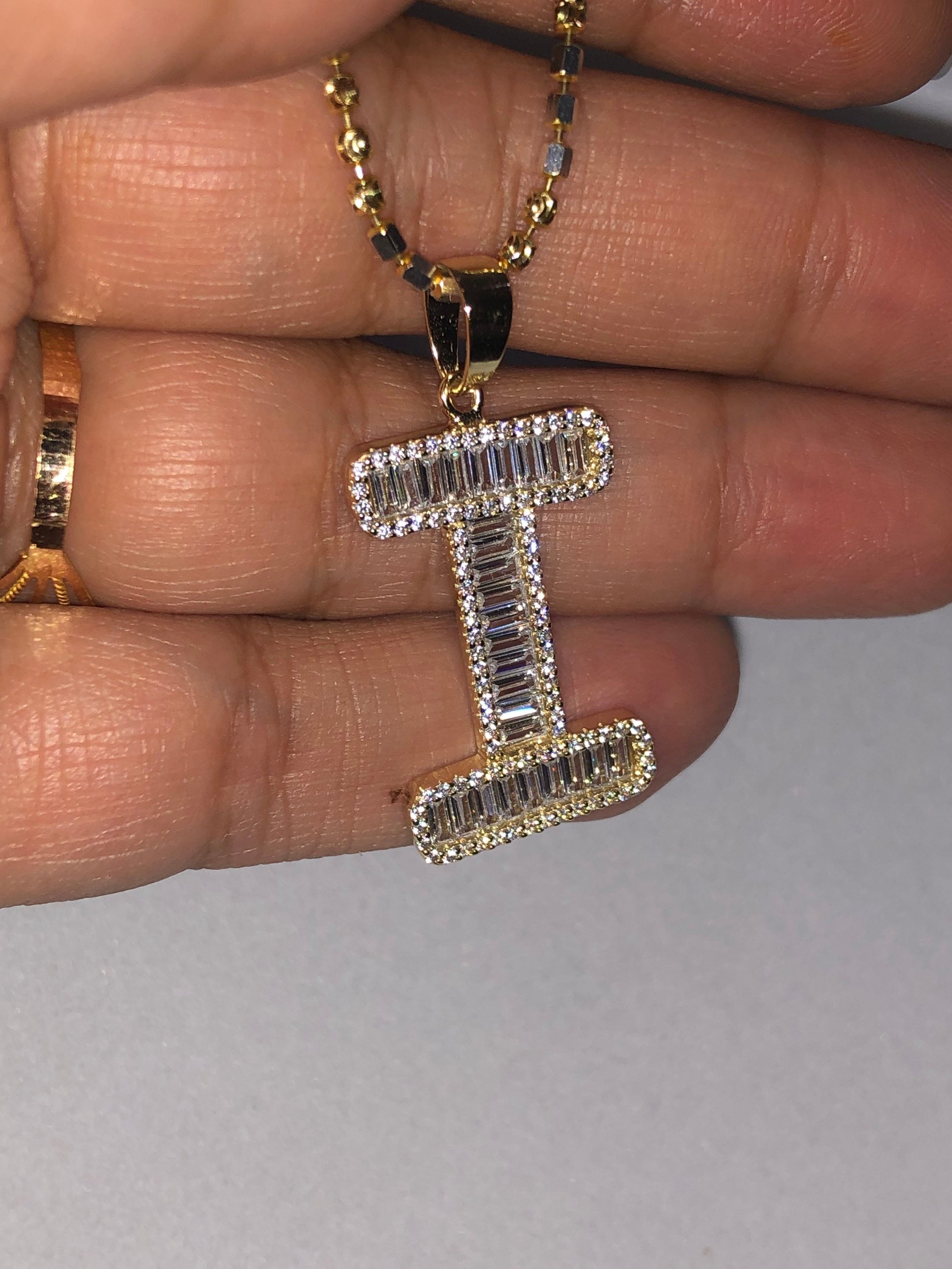 I initial | 10k Gold Vermeil | Swarovski Crystal pendant | Monogram Name Necklace | VVS clarity | For Her | For Him | Christmas Gift