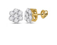 Load image into Gallery viewer, 10k solid gold flower diamond earrings 1/3ct genuine natural diamond Free appraisal Gift box Free shipping Best Christmas occasions sale!
