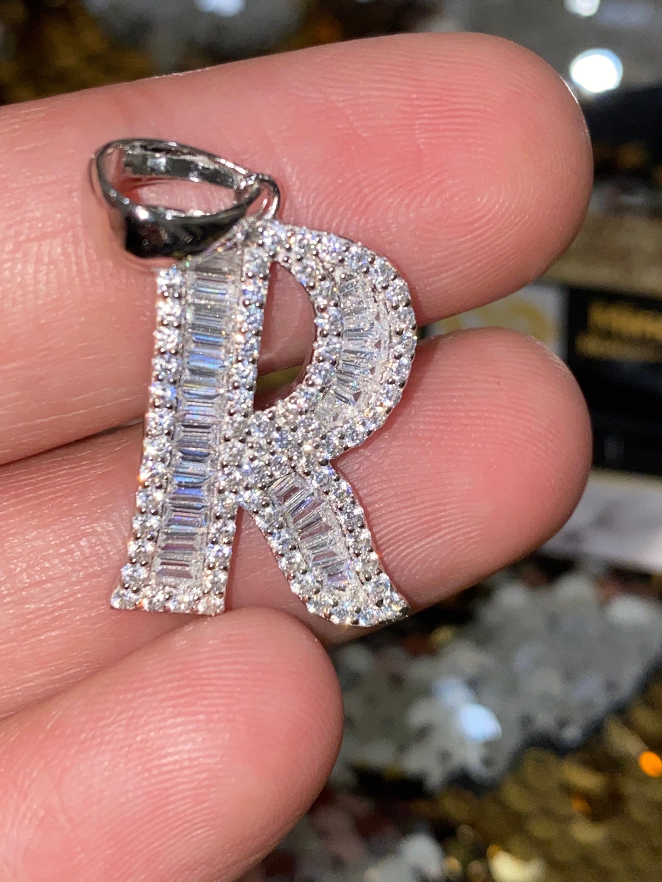 R initial | 10k Gold Vermeil | Swarovski Crystal pendant | Monogram Name Necklace | VVS clarity | For Her | For Him | Christmas Gift