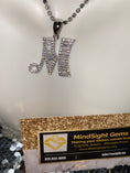 Cargar la imagen en la vista de la galería, 10k white gold vermeil, genuine Swarovski Crystal initial custom made pendant, monogram name necklace, initial charm, M initial pendant sale
