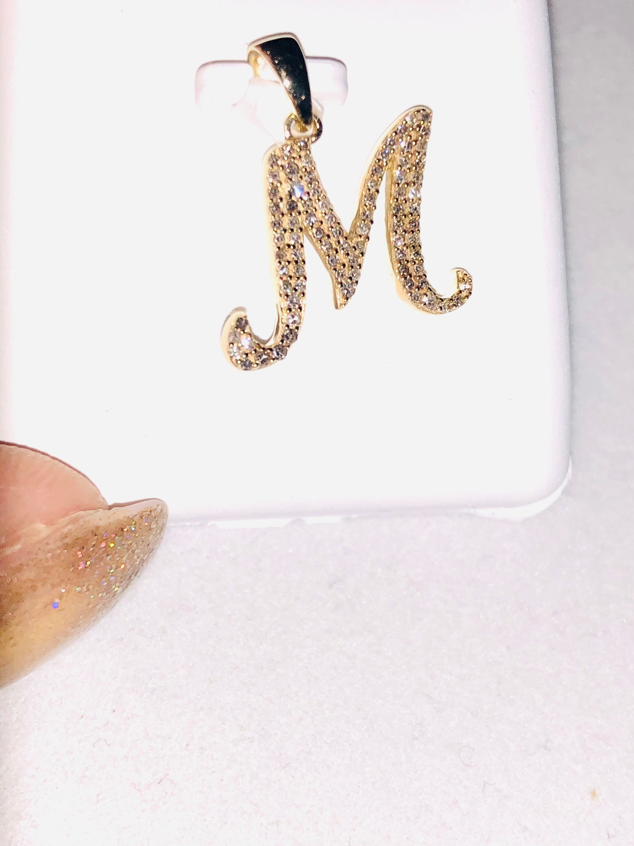 10k Solid Gold | Monogram Pendant Necklace | Diamond Letter Pendant | Initial Necklace | Name Pendant | Letter Charm Pendant | Christmas