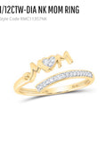Cargar la imagen en la vista de la galería, 10k Solid Gold Mom Real genuine diamond ring for holiday, NOT plated, Not CZ, Real Diamond ring for mom, Gift for Mom In Law, Father
