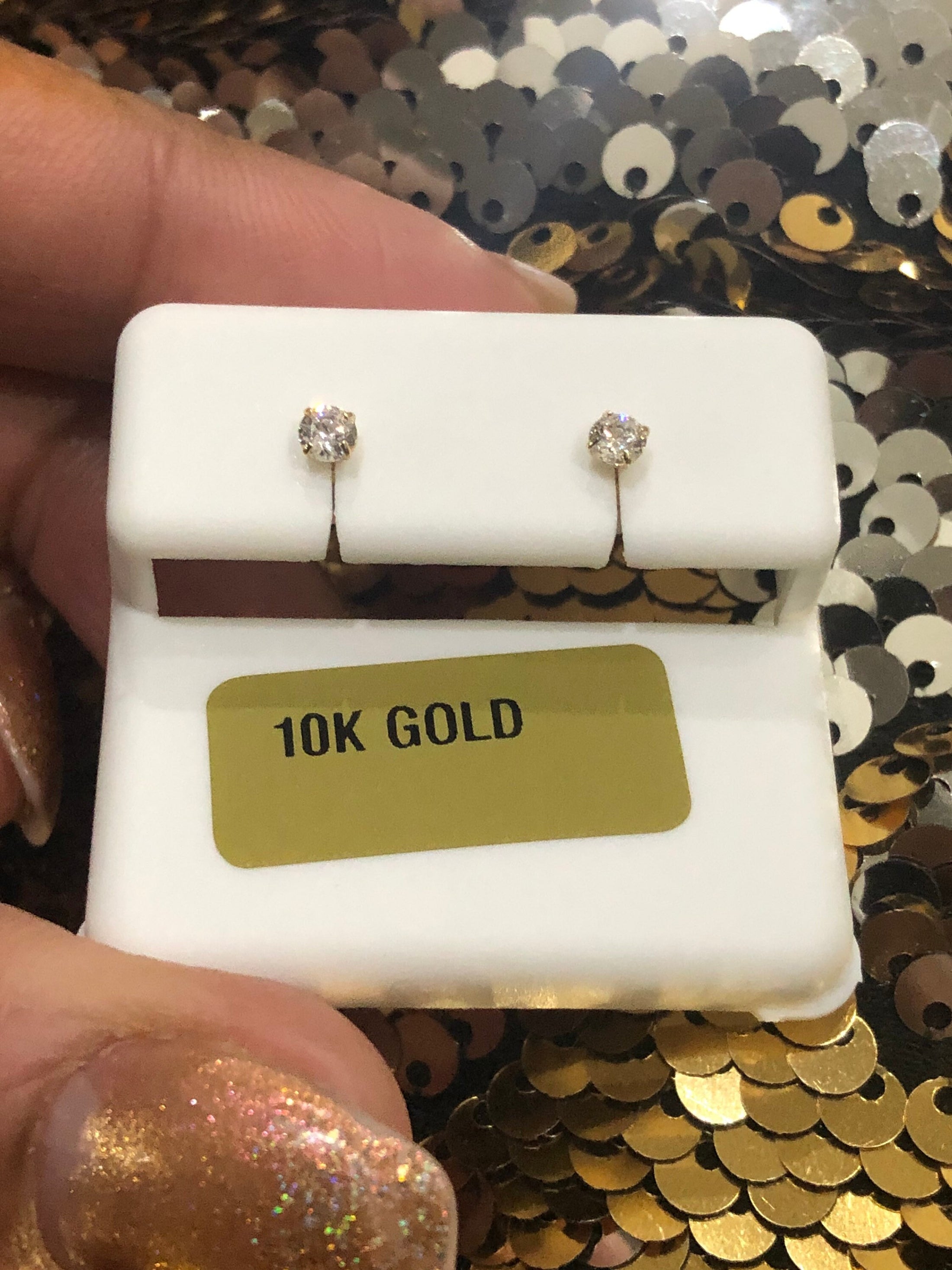 10k solid gold earrings, real gold,screw back studs for men, women, 3mm solid gold solitaire VVS Swarovski Studs, Baby, Girls, Gift for kids