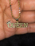 Load image into Gallery viewer, 10k solid gold “Queen” pendant, gift for women, anniversary gift, gift for mom, birthday present, 100% real gold NOT plated Not fake. Sale!
