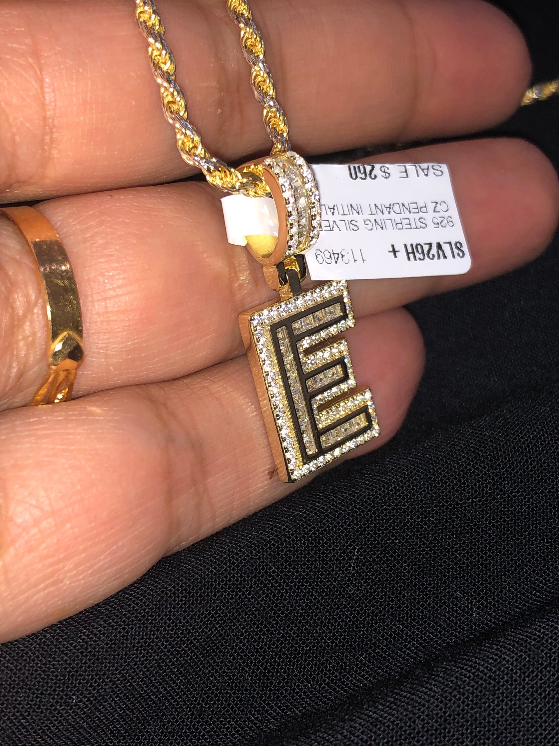 E initial | 10k Gold Vermeil | Initial Chain | Swarovski Crystal pendant | Monogram Name Necklace | VVS clarity | Christmas Gift
