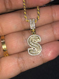 Load image into Gallery viewer, S initial | 10k Gold Vermeil | Swarovski Crystal pendant | Monogram Name Necklace | VVS clarity | For Her | For Him | Christmas Gift
