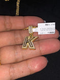 Load image into Gallery viewer, K initial | 10k Gold Vermeil | Swarovski Crystal pendant | Monogram Name Necklace | VVS clarity | For Her | For Him | Christmas Gift
