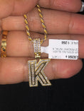 Load image into Gallery viewer, K initial | 10k Gold Vermeil | Swarovski Crystal pendant | Monogram Name Necklace | VVS clarity | For Her | For Him | Christmas Gift
