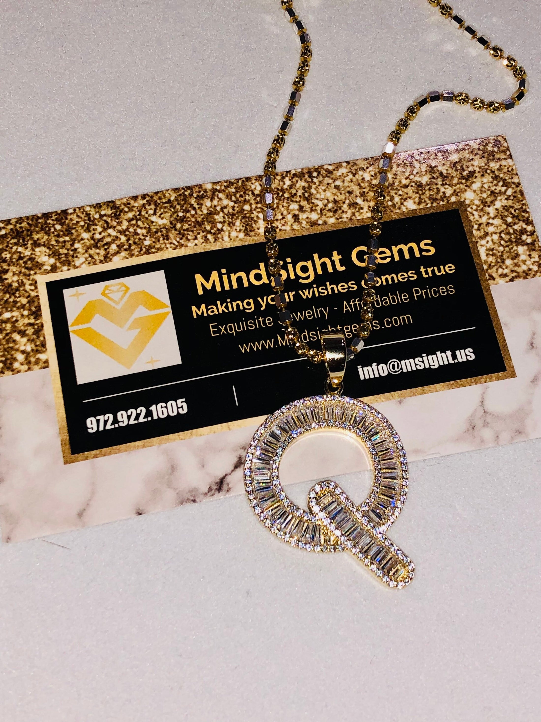 Q initial | 10k Gold Vermeil | Swarovski Crystal pendant | Monogram Name Necklace | VVS clarity | For Her | For Him | Christmas Gift
