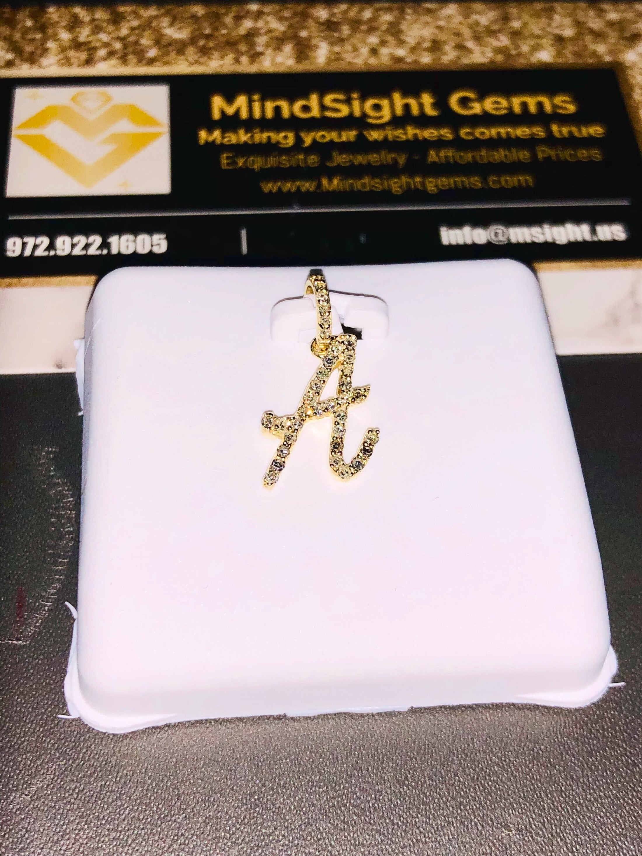 A Initial | 10k Gold | Diamond Letter | Initial Charm | SI Diamond | For Her | For Him | Christmas Gift